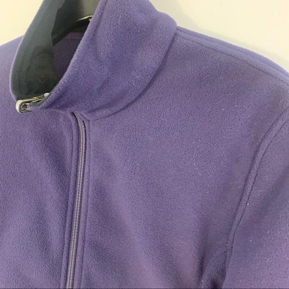 LL Bean Jacket Womens S Small Full Zip Fleece Coat Purple Sweatshirt Pockets - Picture 3 of 8